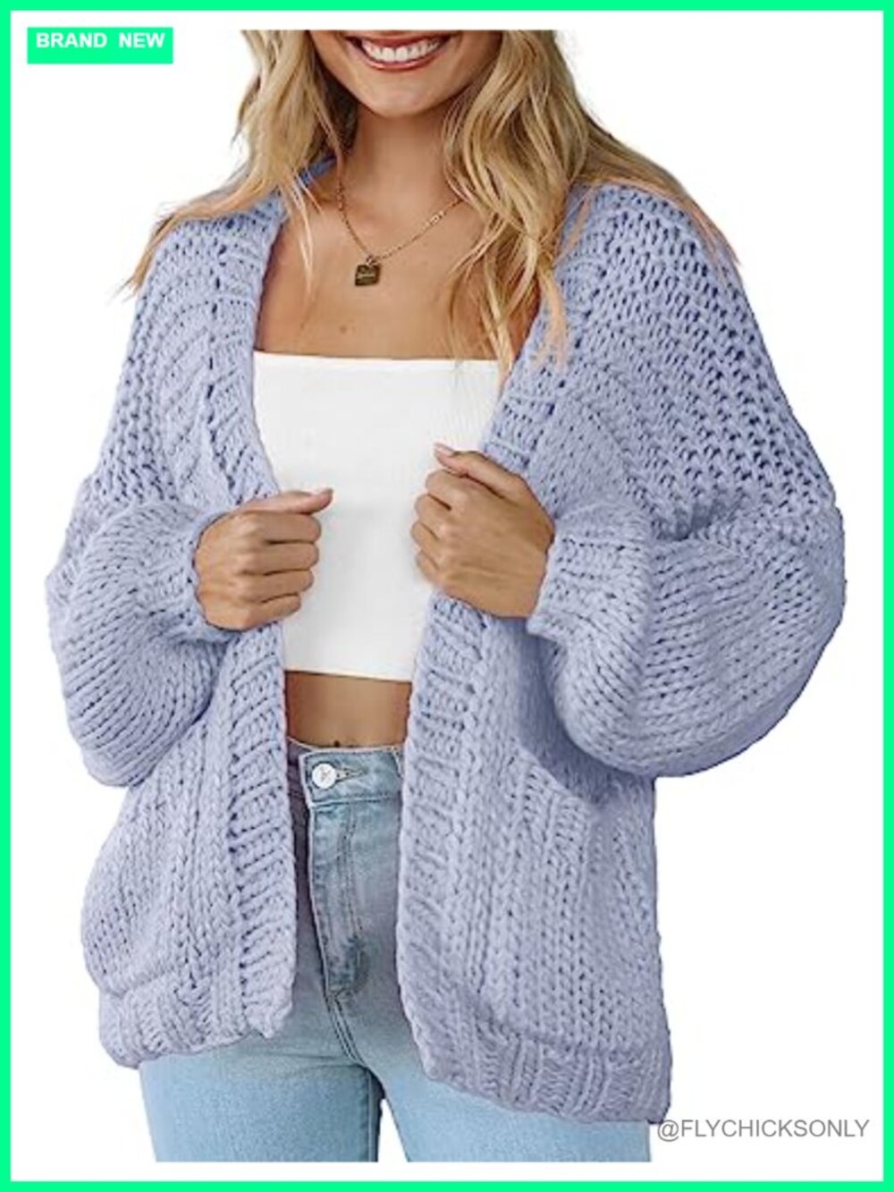 Lightweight Open Front Knit Cardigan with Pockets